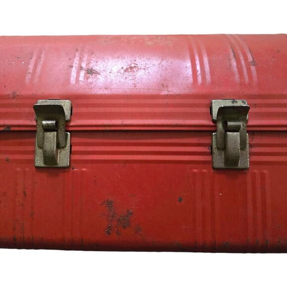 VTG Aladdin Industries Metal Dome Snap Buckle Red Lunch Box - Picture 5 of 11